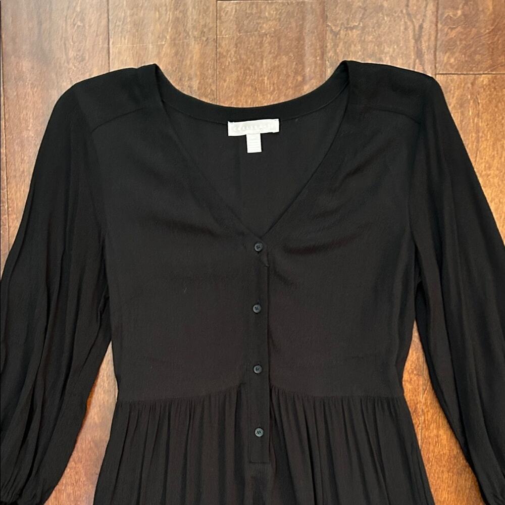 Chelsea28 Black Tiered Tea Length Dress with 3/4 Sleeves, Size XS - Picture 4 of 13